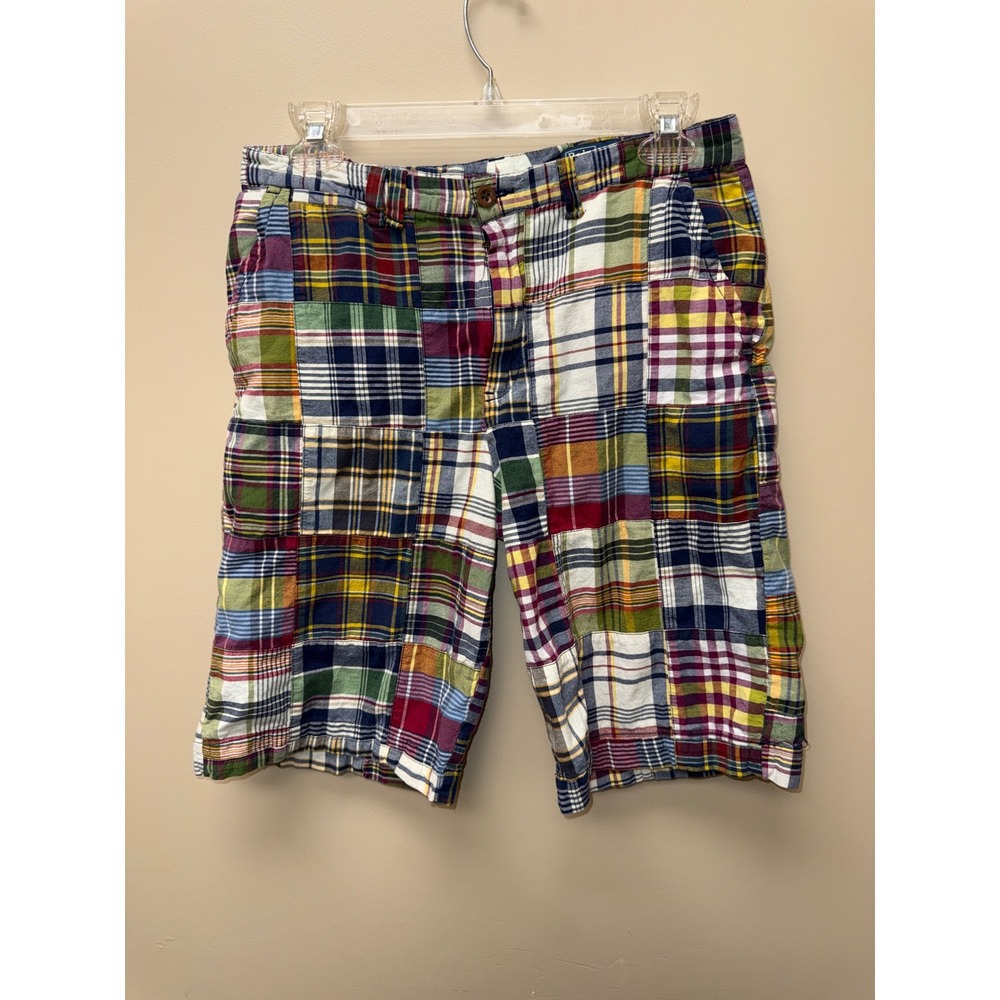 Polo Ralph Lauren Boys 18 Patchwork Madras Shorts Plaid Cotton Multi Color Prep